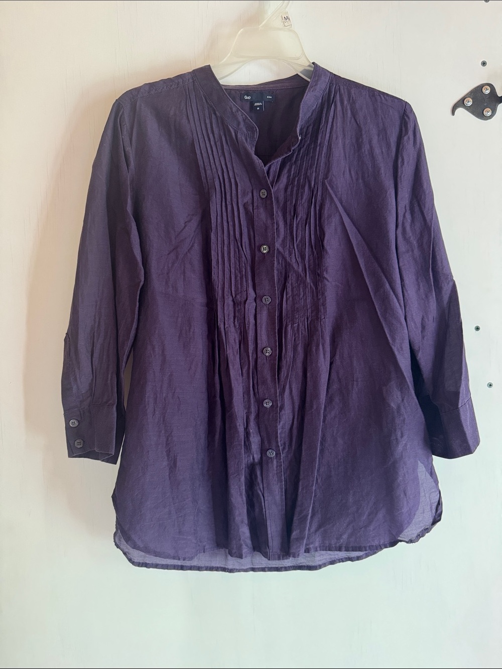 Women's Pintuck Button-Front Blouse - Purple